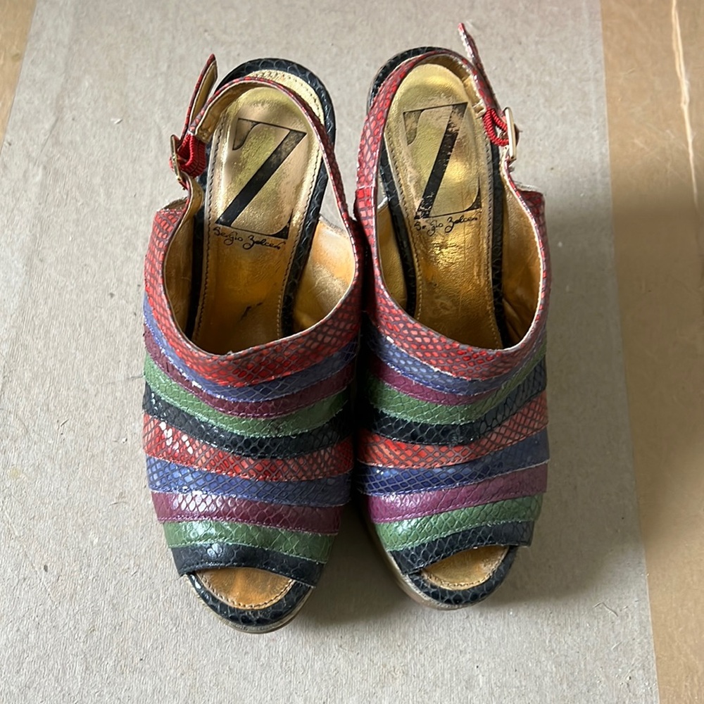 Sergio Zelcer multi colored platform heels